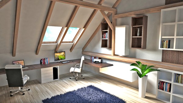 interior home office attic max