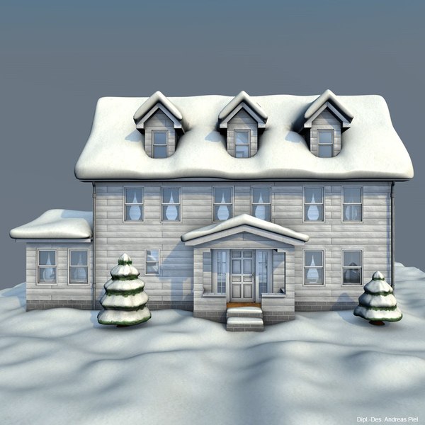 house winter 3d c4d