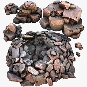 Iron Ore Rocks and Stones Set 3D model