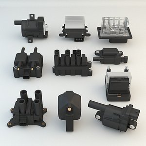 3D model 10 engine car pieces