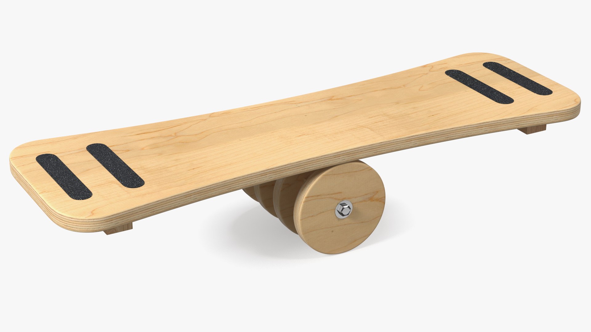 Wooden Balance Board with Roller 3D model preview