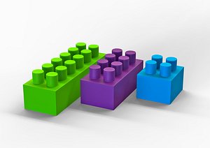 3D plastic toy brick model