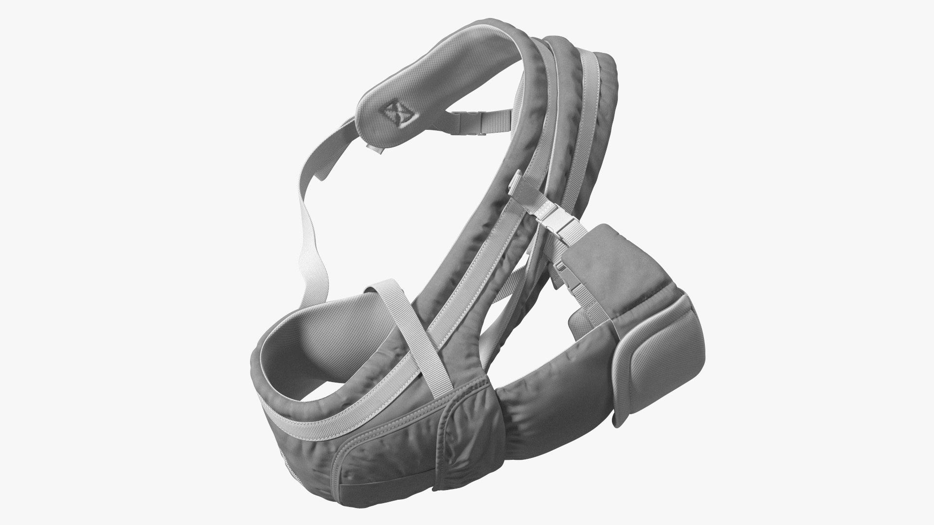 Hybrid Baby Carrier Grey Lying Position 3D model preview