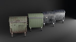 3D Trashcontainer lowpoly PBR