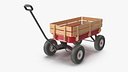 Red Steel Wagon With Wooden Sides 3D Model