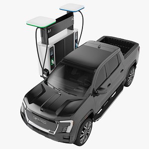 GMC Sierra EV 2024 with Charge Station 04 3D model