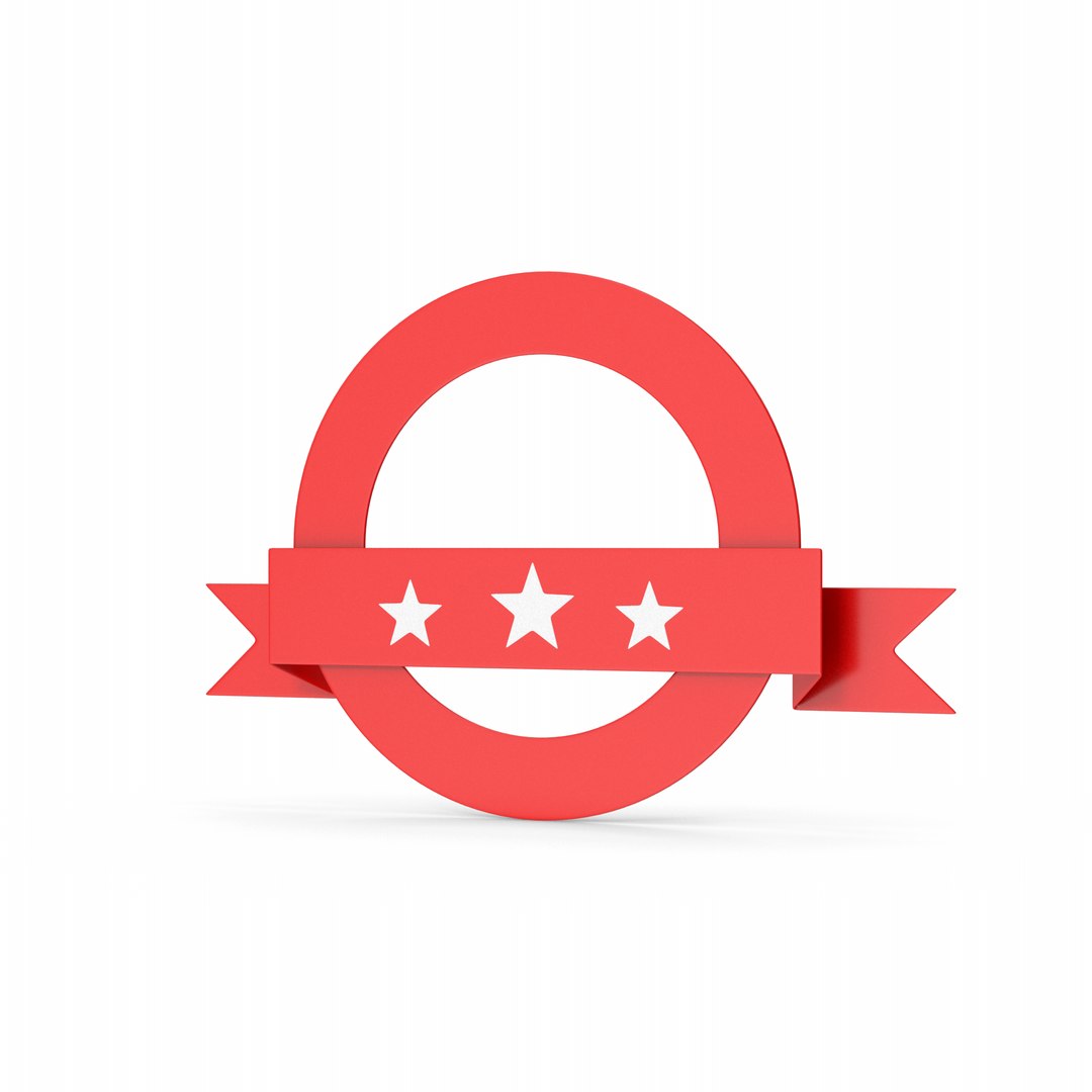 3D Red Three Star Ribbon Sign - TurboSquid 2036441