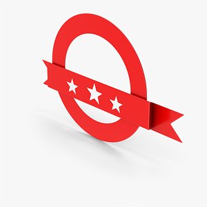 3D Red Three Star Ribbon Sign