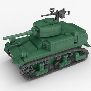 3D Rigged Lego M3A1 Tank