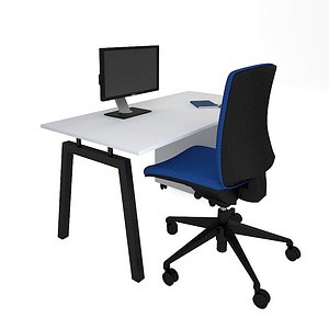 3D office desk set chair