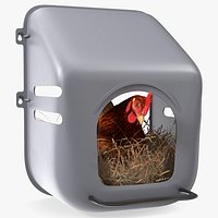Chicken in Wall Mount Nesting Nest Box