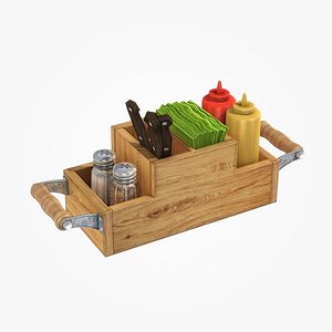 3D cafe condiment caddy mustard