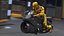 Robô blindado futurista em motocicleta