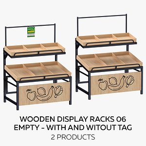 Wooden Display Rack 06 Full With and Without Tag model