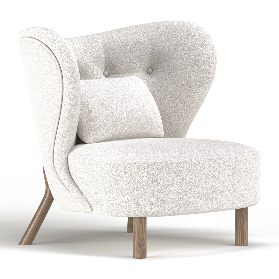 White Lamb Wool Accent Chair Wingback Chai Model - TurboSquid 1864571