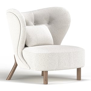White Lamb Wool Accent Chair Wingback Chai model