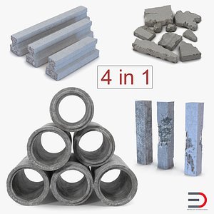 Concrete Elements 3D Models Collection
