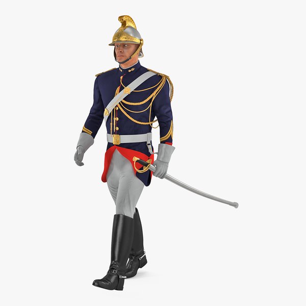 3D french cuirassier officers walking