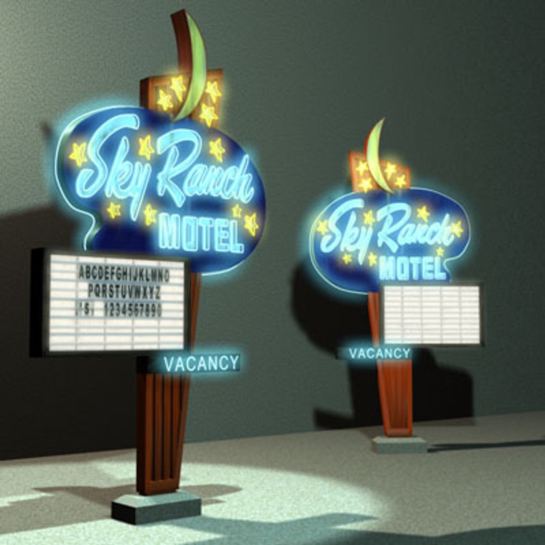 3d model sky ranch motel sign