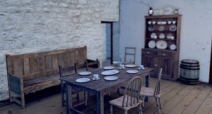 3d old irish cottage