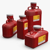 Medical Sharps Containers Set with Lids Red