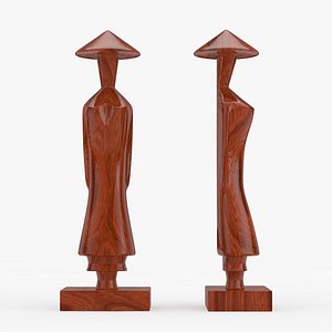 Red Wood Statuettes as Symbol of Vietnam Woman 3D model