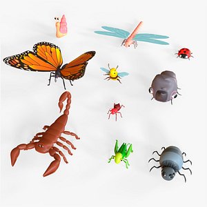 3D Cartoon insects collection model