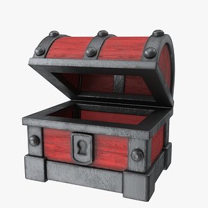 Red Dark Metal Open Treasure Chest 3D model