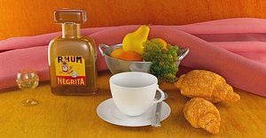 Still Life - rom, fruits and croissants (Mental Ray)