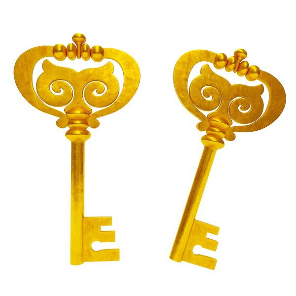 3D Gold Antique key 3d model