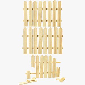 Wooden Fence Segment Broken and Unbroken Set