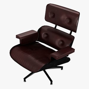 3D model Eames Lounge Classic Chair Red Leather Black Mahogany Details