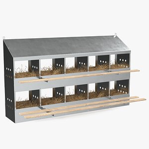 3D 10-Hole Poultry Nest Box With Chicken Eggs model