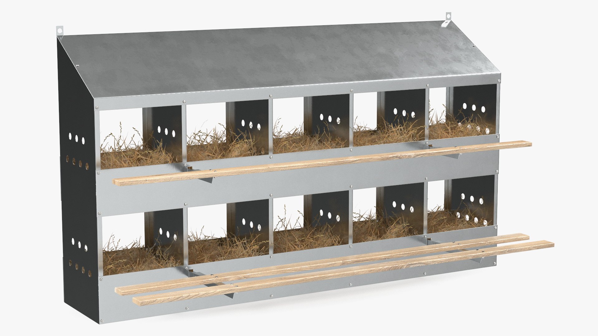 10-Hole Poultry Nest Box With Chicken Eggs 3D model preview