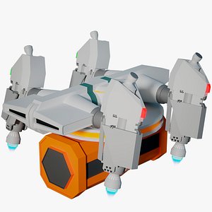 3D 3D Lowpoly Cartoon Cargo Spaceship 04 Rigged PBR