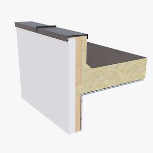 Detail Of A Flat Roof And Plastered Wall 3D