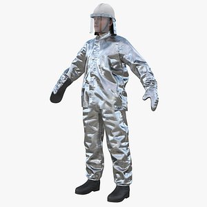 firefighter wearing aluminized proximity 3D model
