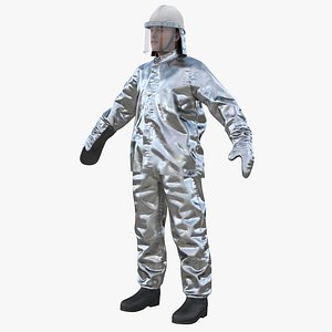 Firefighter Wearing Aluminized Fire Proximity Suit