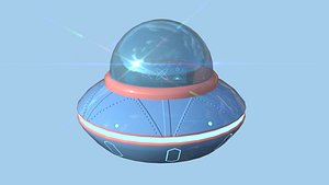 Cartoon UFO A3 - SciFi Flying Saucer - Blue Pink 3D model