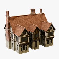 Tudor Revival Manor House - Low Poly Game Ready with LODs