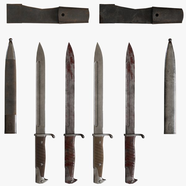 3D German Bayonets Knife WW Game Ready Low-poly 3D model