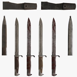 German Bayonets Knife WW Game Ready Low-poly 3D model