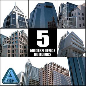 office buildings modern construction 3d model