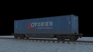 China Railway Express Chinese Freight Train Container Flatcar model