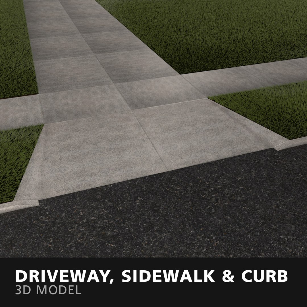 Driveway Sidewalk and Curb Modelo 3D - TurboSquid 1911248