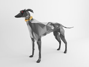 Greyhound DOG Crystallized Low Poly Model