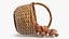3D Wicker Basket with Portobello Mushrooms Overturned model