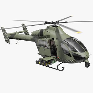 3D MD 969 Twin Attack Helicopter Rigged for Cinema 4D model