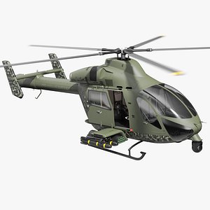 MD 969 Twin Attack Helicopter Rigged for Cinema 4D