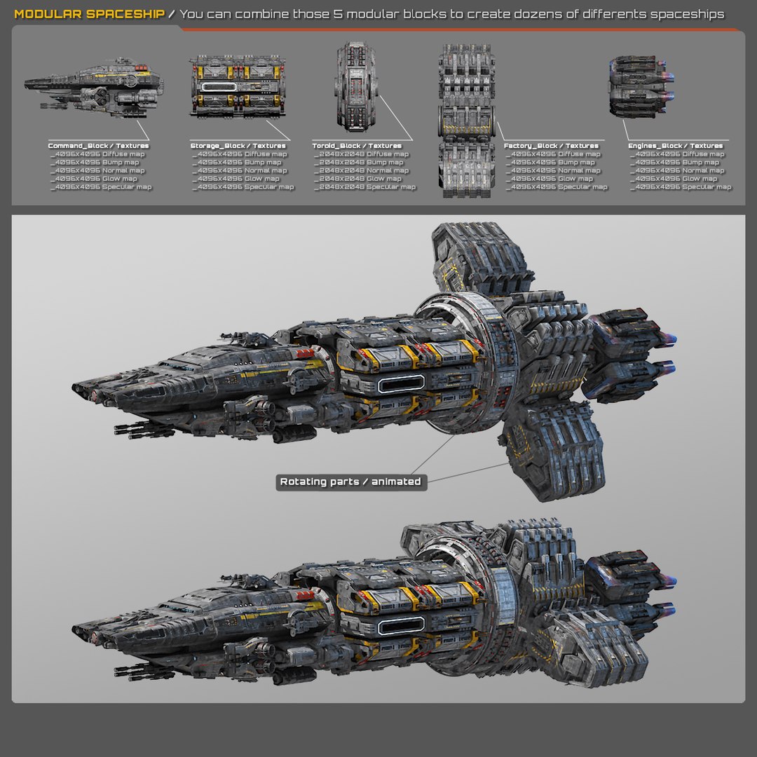 3D Modular Spaceship - TurboSquid 1178058